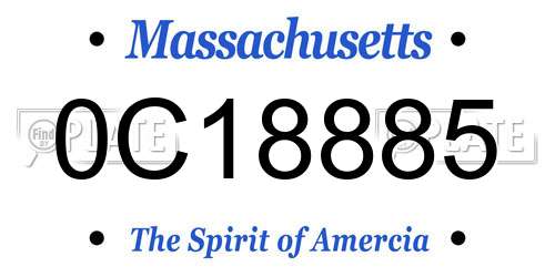 0C18885 Massachusetts License Plate
