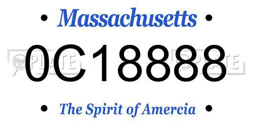 0C18888 Massachusetts License Plate