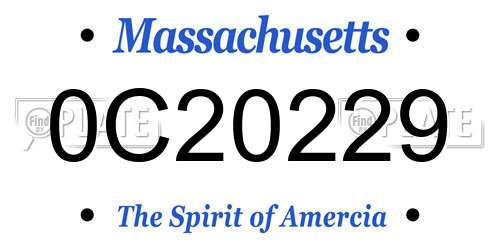 0C20229 Massachusetts License Plate