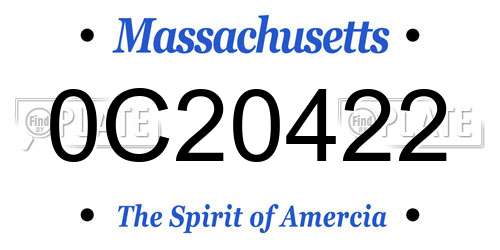 0C20422 Massachusetts License Plate