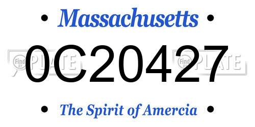0C20427 Massachusetts License Plate
