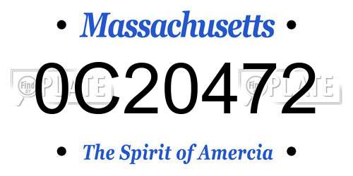 0C20472 Massachusetts License Plate