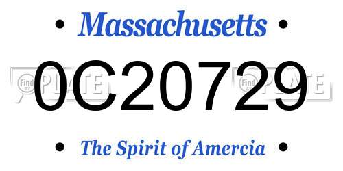 0C20729 Massachusetts License Plate