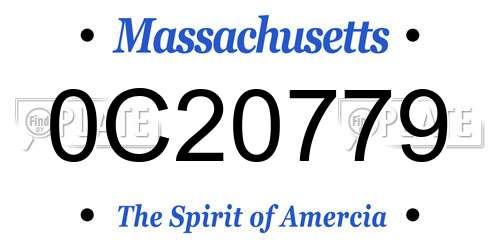 0C20779 Massachusetts License Plate