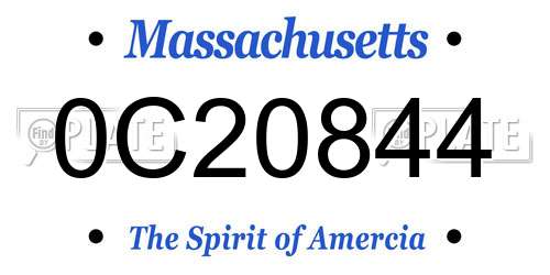 0C20844 Massachusetts License Plate