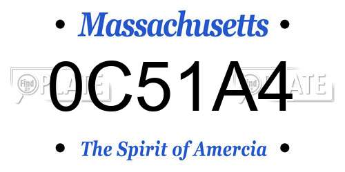 0C51A4 Massachusetts License Plate