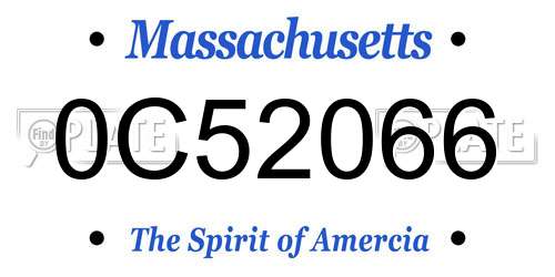 0C52066 Massachusetts License Plate