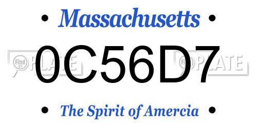 0C56D7 Massachusetts License Plate