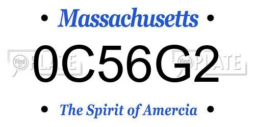 0C56G2 Massachusetts License Plate