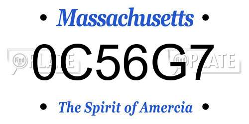0C56G7 Massachusetts License Plate
