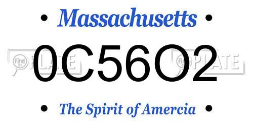 0C56O2 Massachusetts License Plate