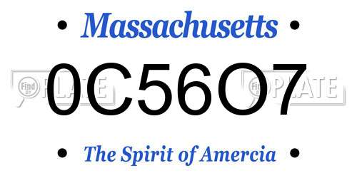 0C56O7 Massachusetts License Plate