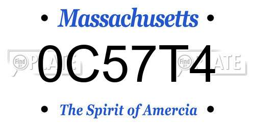0C57T4 Massachusetts License Plate