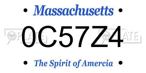 0C57Z4 Massachusetts License Plate