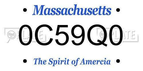 0C59Q0 Massachusetts License Plate