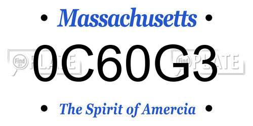 0C60G3 Massachusetts License Plate
