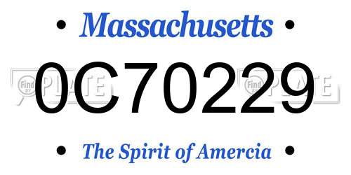 0C70229 Massachusetts License Plate