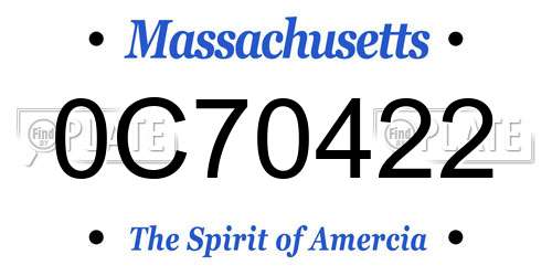 0C70422 Massachusetts License Plate