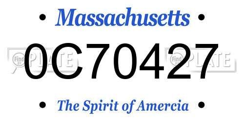 0C70427 Massachusetts License Plate