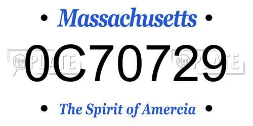 0C70729 Massachusetts License Plate