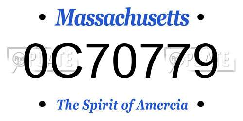 0C70779 Massachusetts License Plate