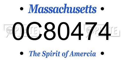 0C80474 Massachusetts License Plate