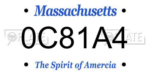0C81A4 Massachusetts License Plate