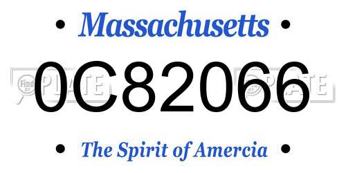 0C82066 Massachusetts License Plate