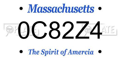 0C82Z4 Massachusetts License Plate
