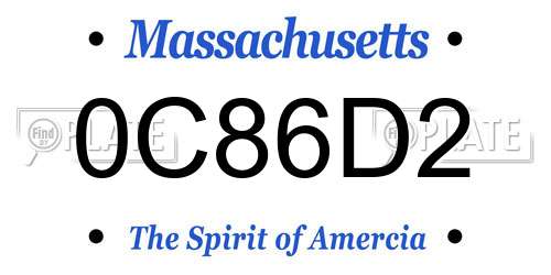 0C86D2 Massachusetts License Plate