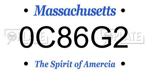 0C86G2 Massachusetts License Plate