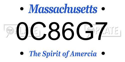 0C86G7 Massachusetts License Plate