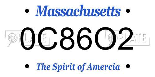 0C86O2 Massachusetts License Plate