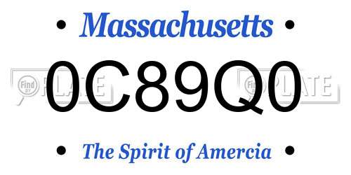 0C89Q0 Massachusetts License Plate