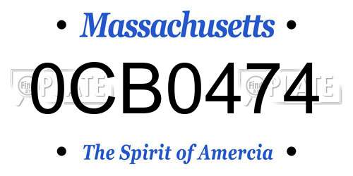 0CB0474 Massachusetts License Plate