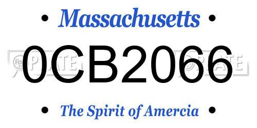 0CB2066 Massachusetts License Plate