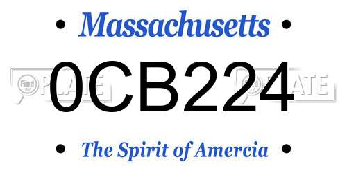 0CB224 Massachusetts License Plate