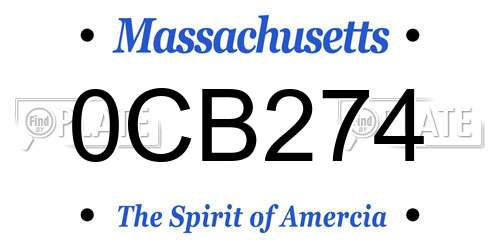0CB274 Massachusetts License Plate