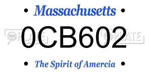 0CB602 Massachusetts License Plate