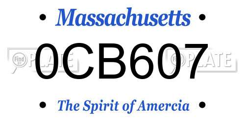 0CB607 Massachusetts License Plate