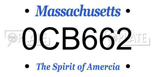 0CB662 Massachusetts License Plate