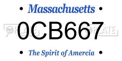 0CB667 Massachusetts License Plate