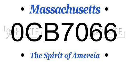 0CB7066 Massachusetts License Plate