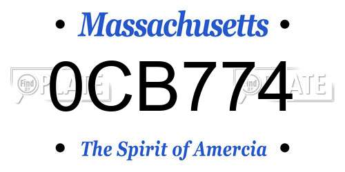 0CB774 Massachusetts License Plate