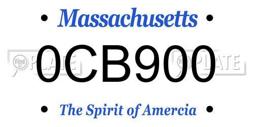 0CB900 Massachusetts License Plate
