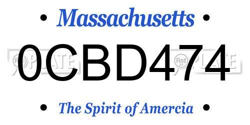 0CBD474 Massachusetts License Plate