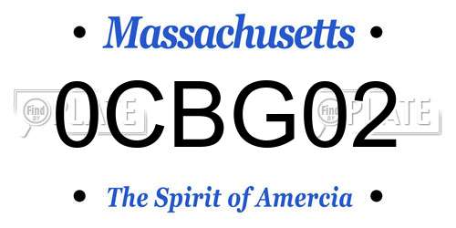 0CBG02 Massachusetts License Plate