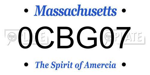 0CBG07 Massachusetts License Plate