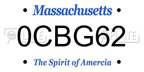 0CBG62 Massachusetts License Plate