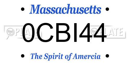 0CBI44 Massachusetts License Plate